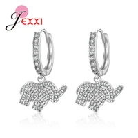 amazing womenladygirls fashion african elephant drop earrings 925 sterling silver cubic zirconia animal pendant earrings