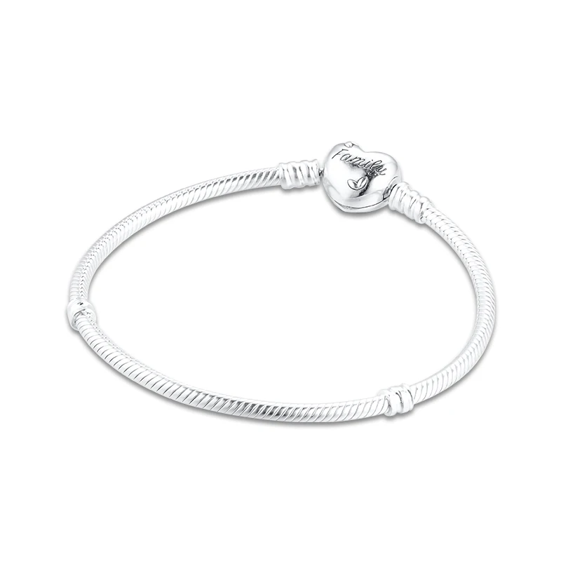 Moments Family Tree Heart Clasp Snake Chain Sterling Silver Jewelry nail bracelets for women Fits Original Charms &amp Beads DIY | Украшения
