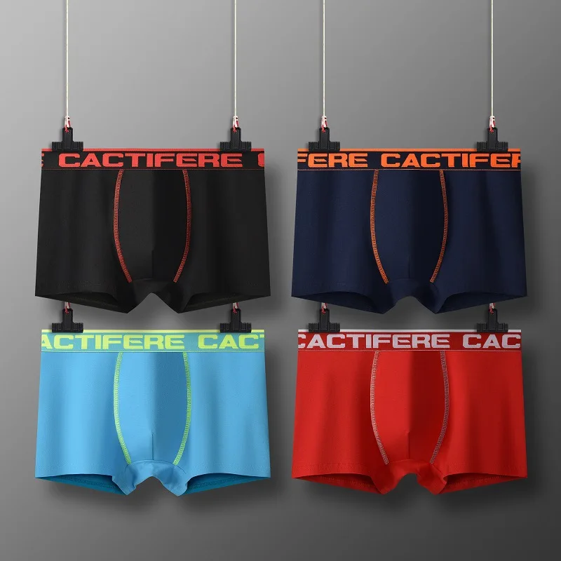 

4pcs/lot Male Panties Cotton Men's Underwear Boxers Breathable Man Boxer Solid Underpants Comfortable Brand Shorts Jdren