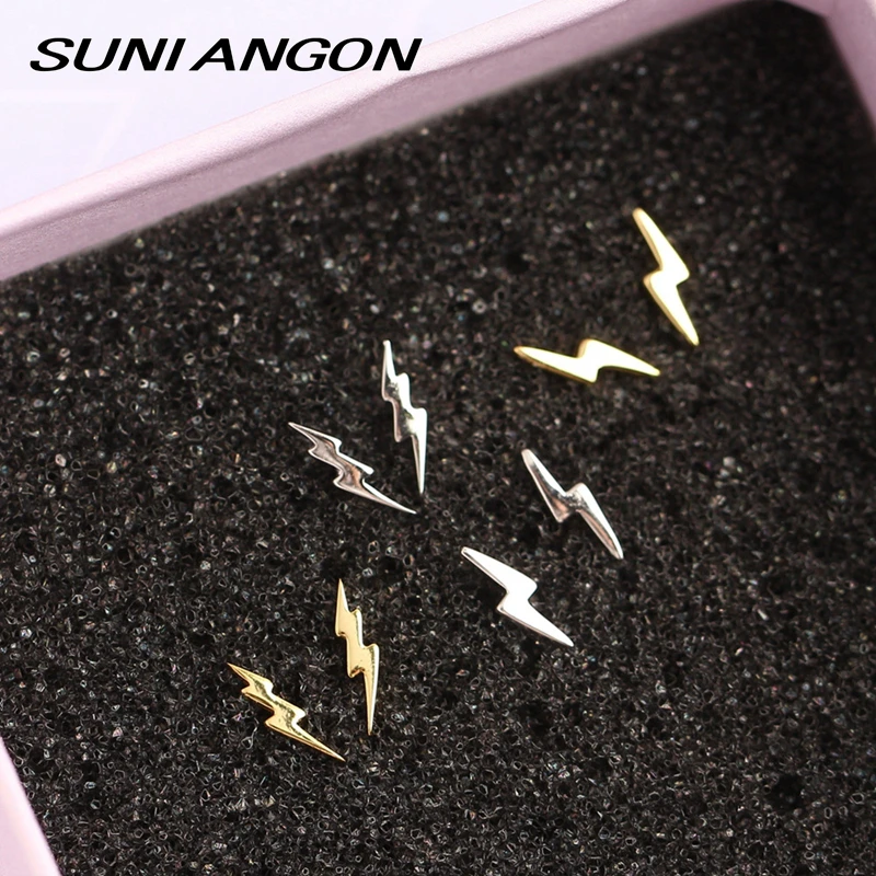 Женские серьги гвоздики с молнией из 100% стерлингового серебра 925 пробы маленькие