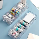 Ящик для хранения кабелей, прозрачный пластиковый контейнер для хранения данных для стола, канцелярские принадлежности, многофункциональная линия зарядки для гарнитуры и передачи данных