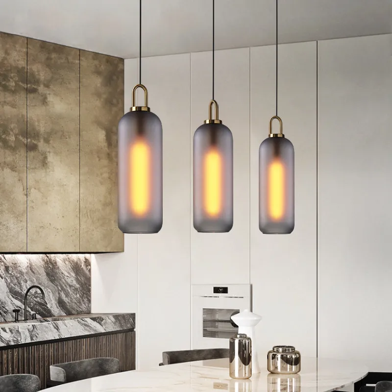 

A Loft Modern Pendant Light Clear Grey Glass Ball Hanging Lamp Hanglamp Kitchen Light Fixture Dining room Living Room Luminaire
