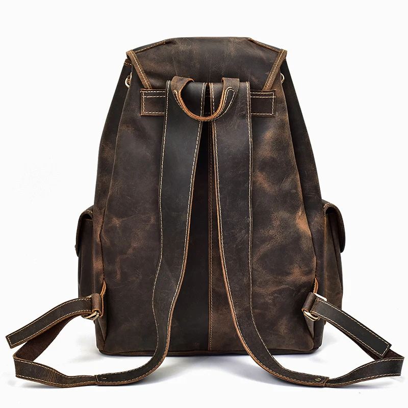 Luuafn Crazy horse кожаный мужской женский рюкзак из коровьей кожи для ноутбука, рюкзак для путешествий, винтажный школьный рюкзак из натуральной кожи, рюкзак
