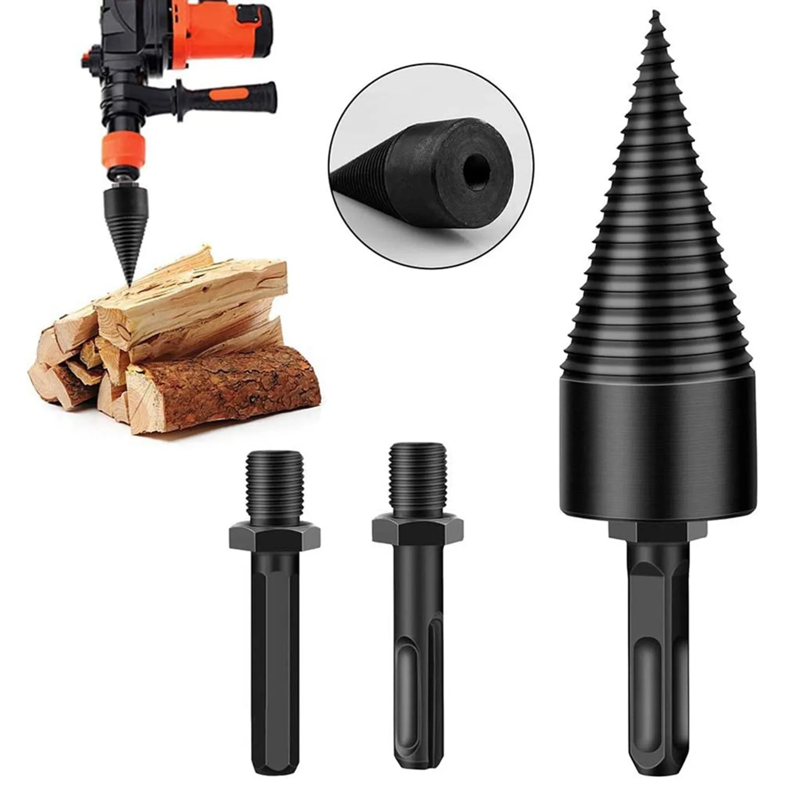 

3pcs Removable Firewood Log Splitter Drill Bit, Wood Splitter Drill Bits High Speed Twist Drill Bit Wood Drill For Woodworking *