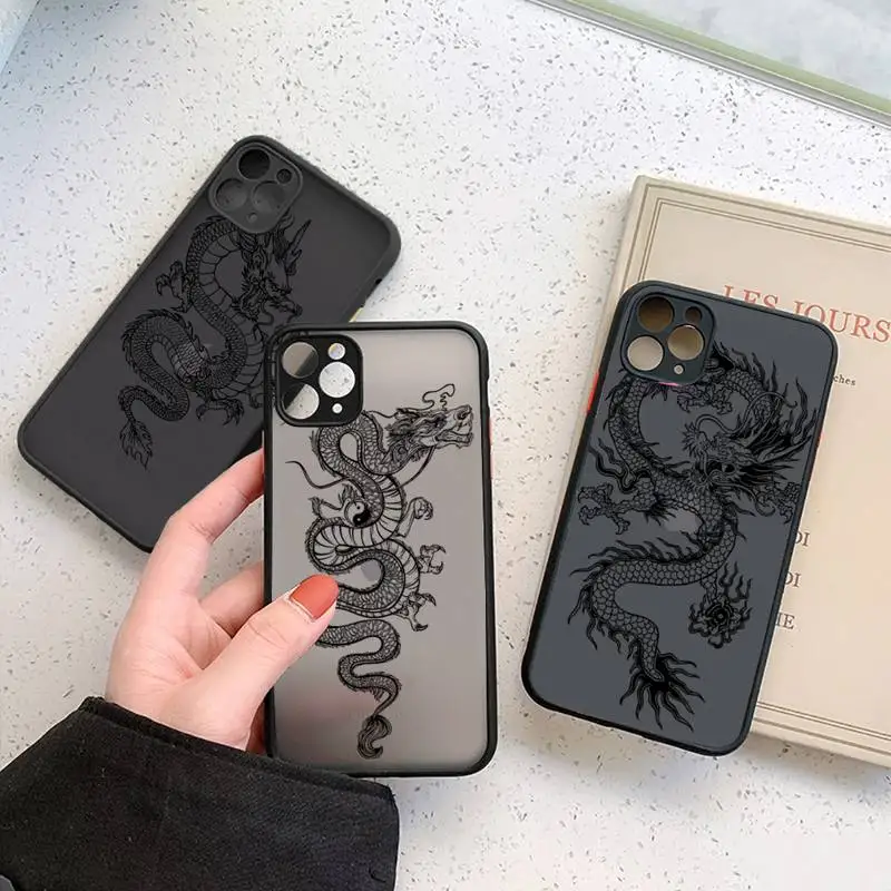 

Dragon animal cool China Phone Case Matte Transparent for iPhone 7 8 11 12 s mini pro X XS XR MAX Plus cover funda