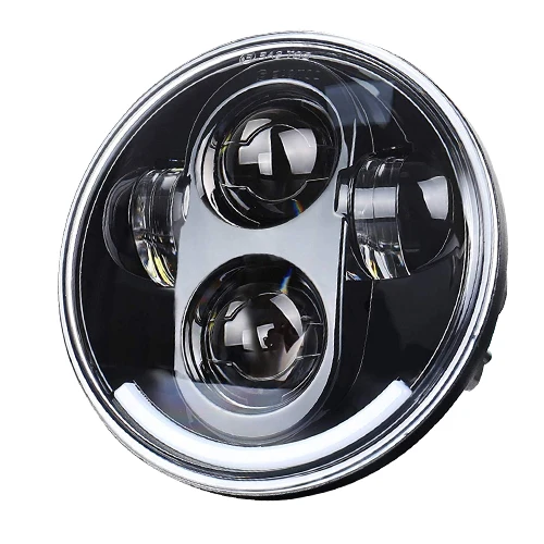 Black H4 12 в 1 шт. мотоцикл 5-3/4 5,75 светодиодный налобный фонарь для Harley Davidson 883 sportster тройной низкий всадник широкий скользящий налобный фонарь - Цвет: Black