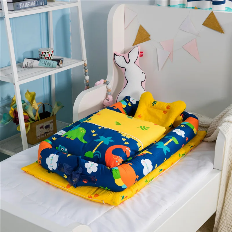 Baby Nest Bed Girl with Pillow Cotton Cartoon Crib Travel Bed for Newborn Baby  Toddle Infant  Folding Baby Crib Cute