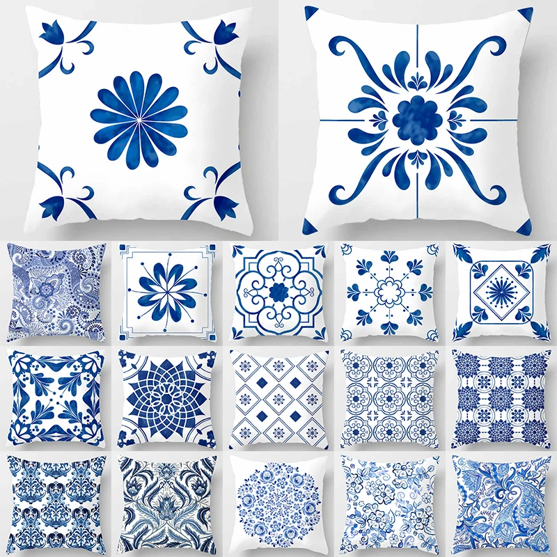 1 шт. наволочка с синим геометрическим рисунком мандалы чехол из полиэстера