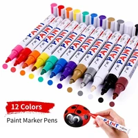 12 color paint markers waterproof quick drying carfix care tyre tire touch up tread cd metal glass graffiti permanent marker pen
