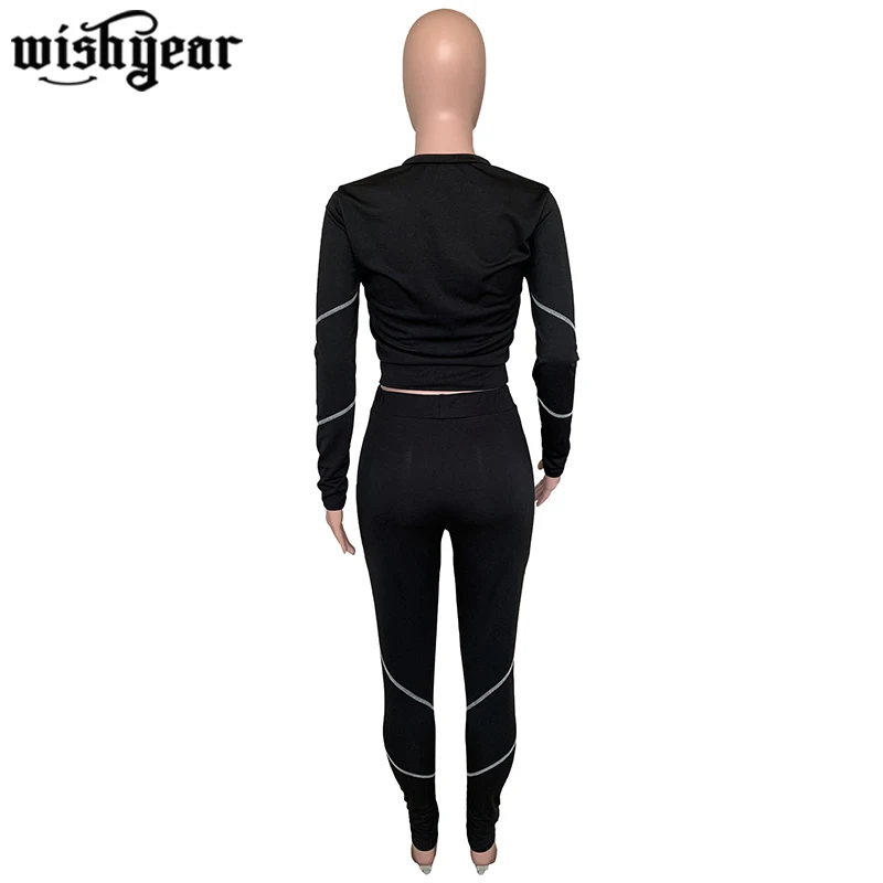 

2020 Summer Women Casual Mesh Patchwork Set O Neck Full Sleeve Top+ Long Pants Solid Color Two Piece Set Sporty Outfits S-XXL