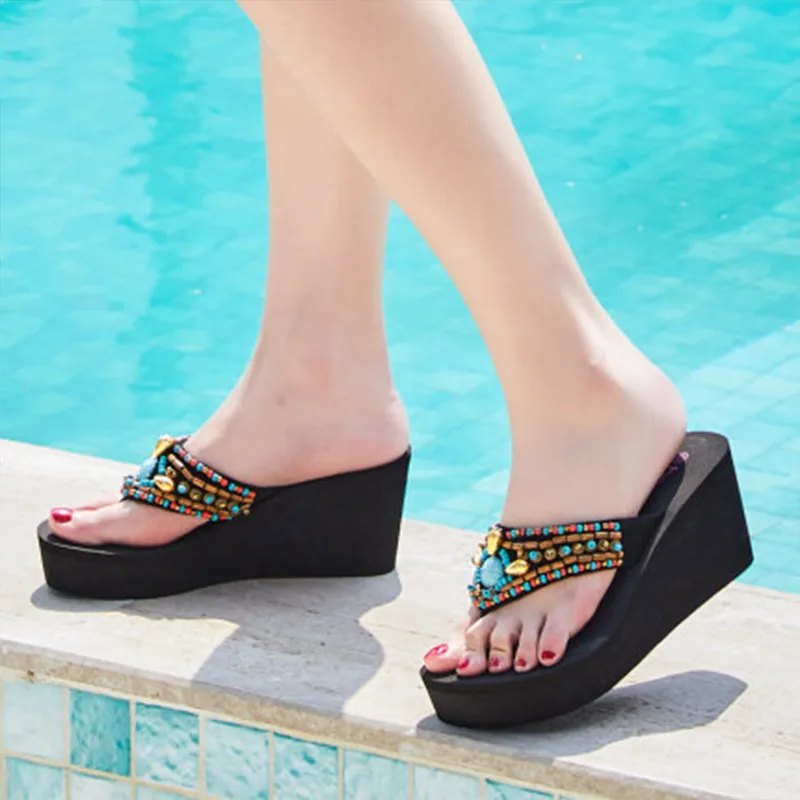 Женские шлепанцы на платформе Boree пляжные нескользящей подошве для улицы лета