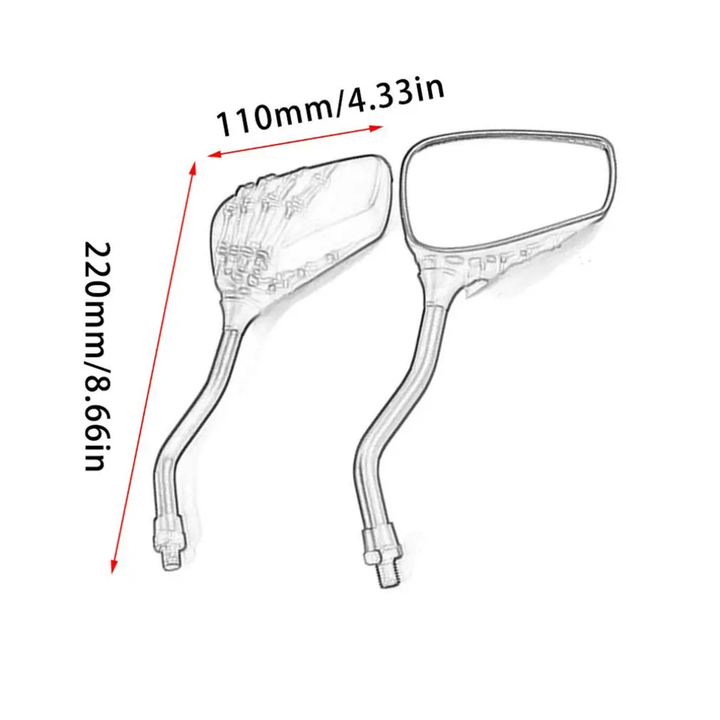 

2 Pieces Full Angle Adjustment Electric Car Rearview Mirror Reversing Mirror Skull Claw Motorcycle Rearview Mirror