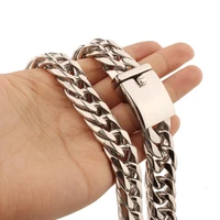 new design 16mm wide stainless steel silver color polished double cuban curb chain biker jewelry mens necklace or bracelet 7 40