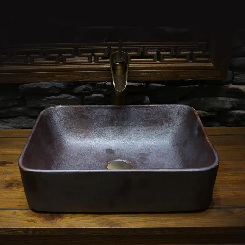 Керамическая раковина для ванной комнаты умывальника с ручной росписью круглая