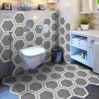 10pcs gray retro self adhesive tile stickers bathroom waterproof creative hexagon home wall floor decoration decals hard wearing