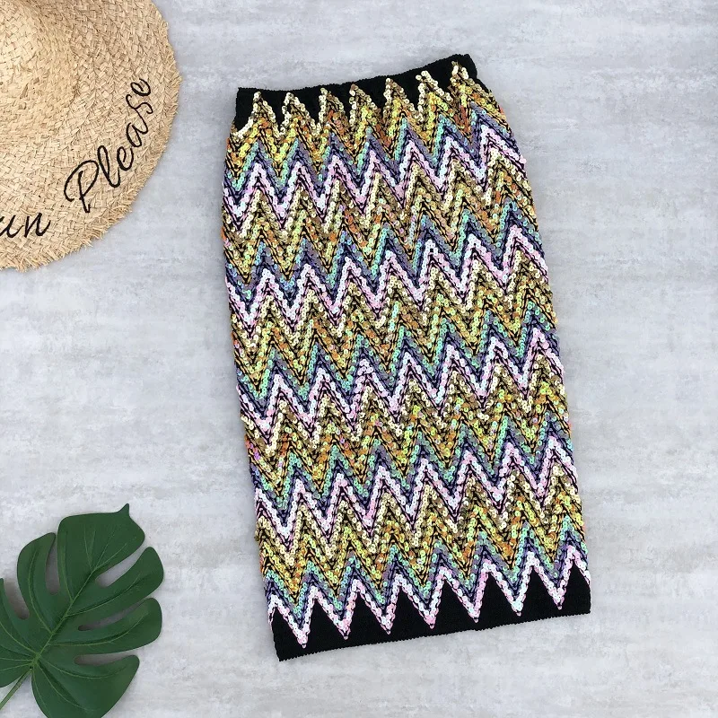 

jupe femme 2021 Sexy Women Skirt WF0116 Office Ladies Slim Gold Sequin Pencil Skirt