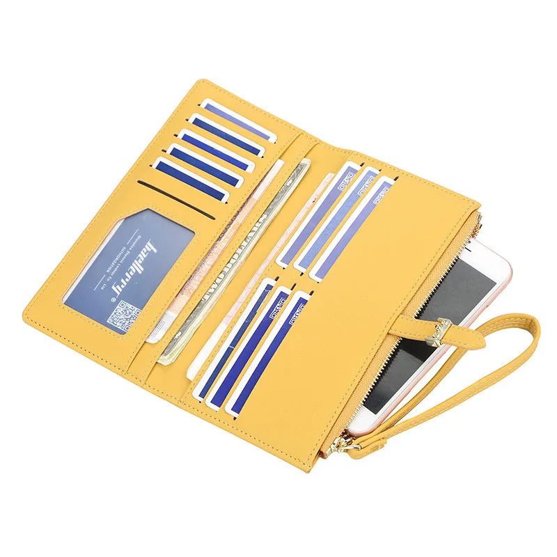 Women Wallets Long Solid Color Zipper Hasp Wristband Coin Purses Female Multifunction Clutch Phone Bag Card Holder Money Clip