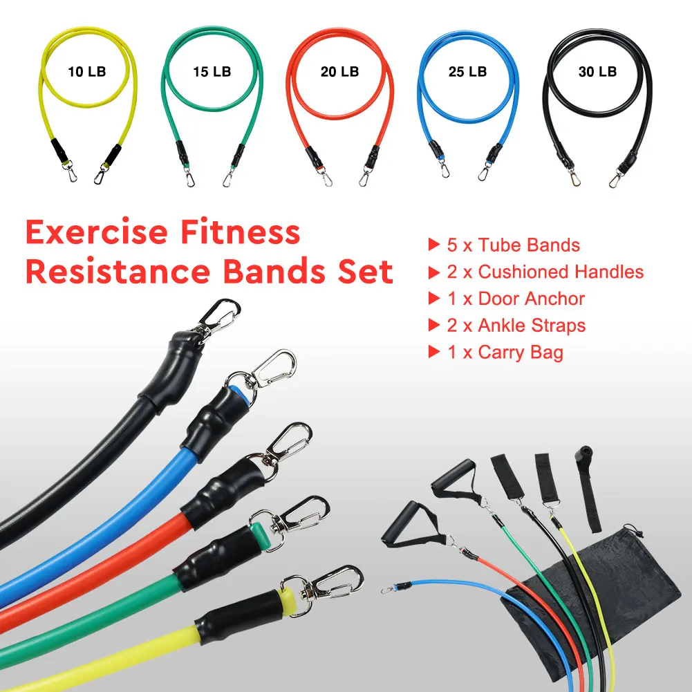 

11 Pcs Resistance Bands Set Fitness Bands Resistance Gym Equipment Exercise Bands Pull Rope Fitness Elastic Training Expander