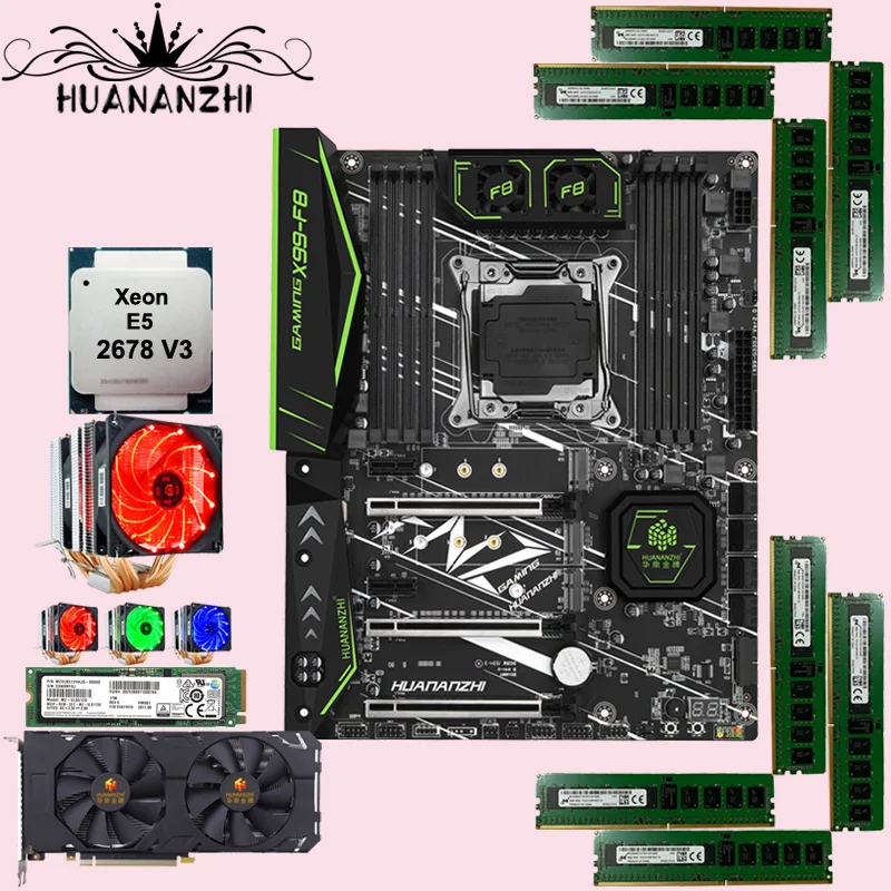HUANANZHI X99 F8 материнская плата с 512G SSD процессор Ксеон 2678 V3 Процессор кулер