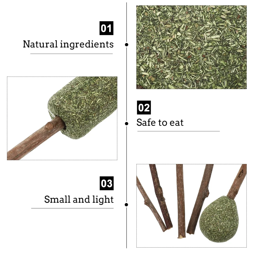 

5Pcs Catnip Lollipops Cat Mint Sticks Pet Teething Toys Pet Supplies