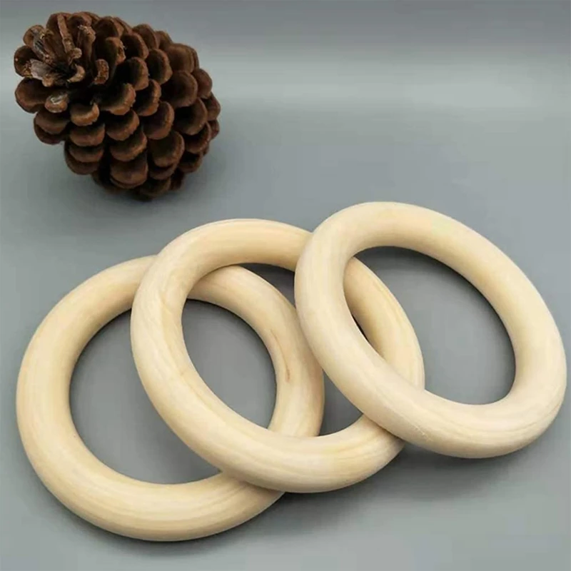 

100 Pcs Unfinished Solid Wooden Rings/Wood Rings for Ring Pendant, DIY Craft, Connectors Jewelry Making - 5 Size