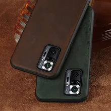 LANGSIDI Genuine Leather case For Redmi note 10 pro 9s 9 pro 8T 7 Real leather back cover For xiaomi Mi 11 ultra 10T LITE 10 Pro