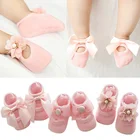 3 парыЛот, кружевные носки для новорожденных с цветами, хлопковые нескользящие детские носки с бантом, весенние подарочные носки для девочек