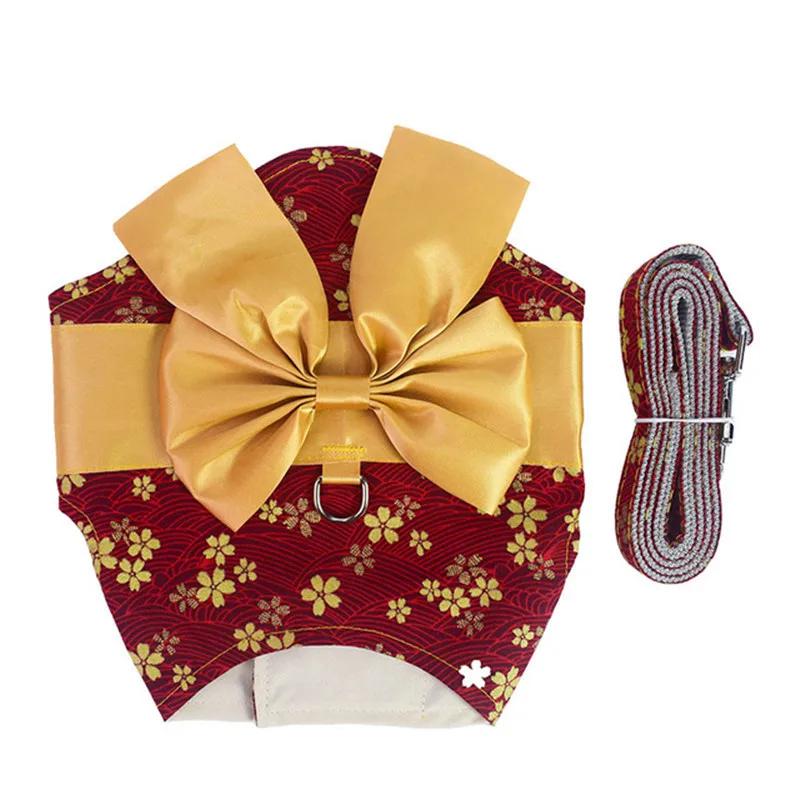 Комплект из жилета и поводка для собак кимоно в японском стиле с цветком вишни