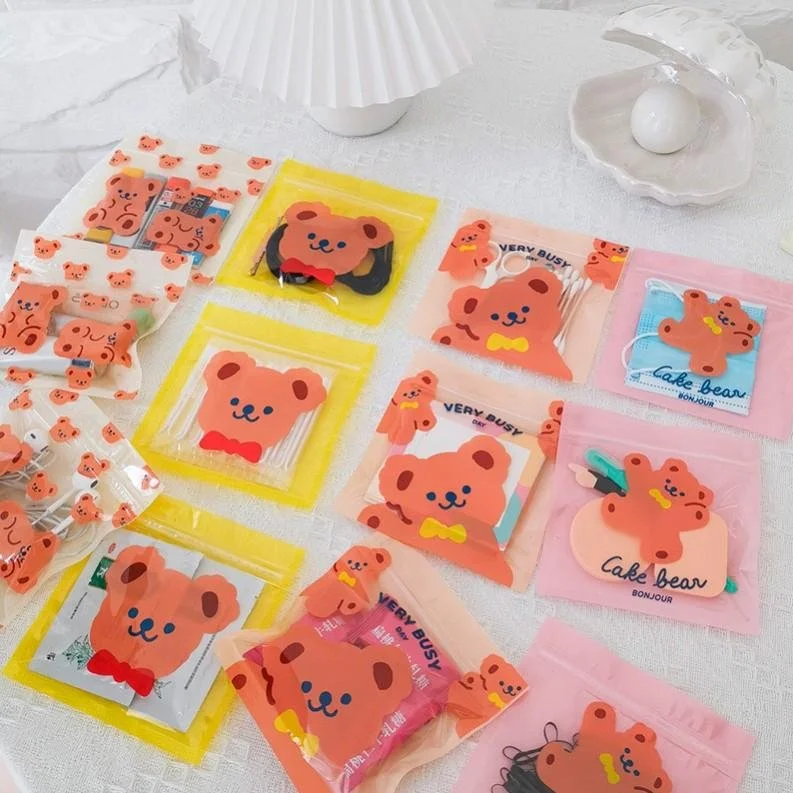 [5pcs]milkjoy bear ziplock bag packaging Korea ins wind cute children's mask storage student | Багаж и сумки