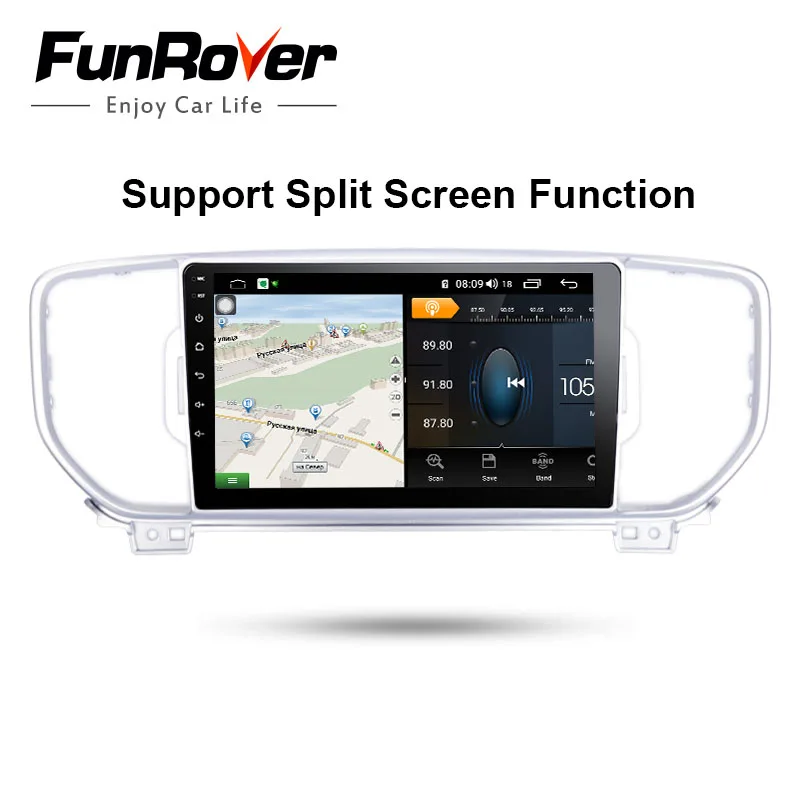 Funrover 8 "android9.0 автомобильный мультимедийный плеер для KIA sportage KX5 2016 2017 2 din dvd Радио