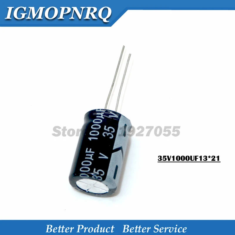 10 шт. 35V1000UF 13*21 мм 1000 мкФ 35В 13*21 Алюминий электролитический конденсатор с алюминиевой крышкой
