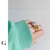 ghidbk hot sale minimalist goldsilver color geometric circle glossy rings simple demo street style ring stainless steel jewelry