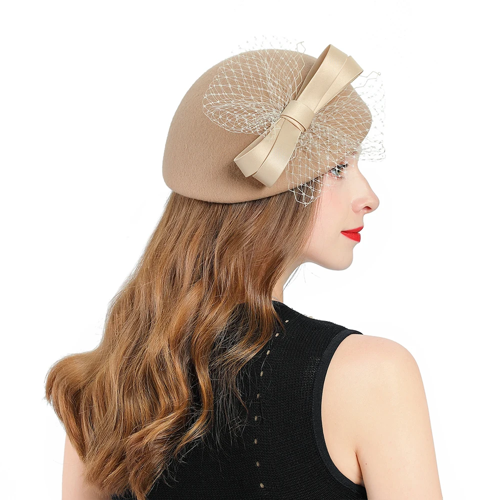 Женские береты шляпки цвета хаки Вуалетка Шерстяная кепка s Женская шляпка с