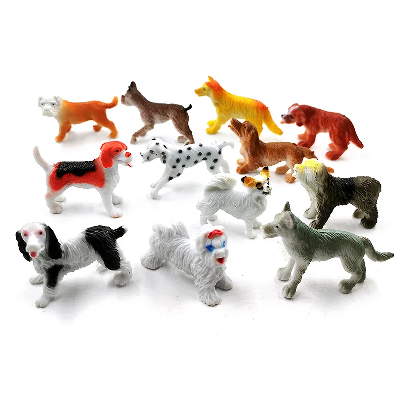 12 pcs Dog- a Мини Китайский Зодиак Дракон Обезьяна лошадь кошка собака овца курица утка модель животного на ферме фигурка Горячая набор игрушка для детей подарок - Цвет: 12 pcs Dog- a