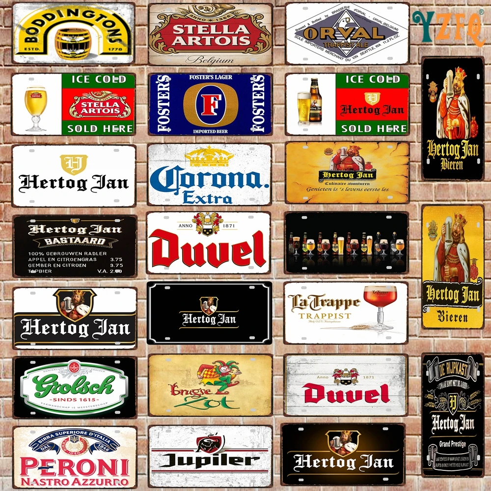 

Belgian Beer License Plate Number Plaque Tin Sign Wall Pub Shop Home Garage Art Decor Car Metal Poster 30X15CM DC-1636B