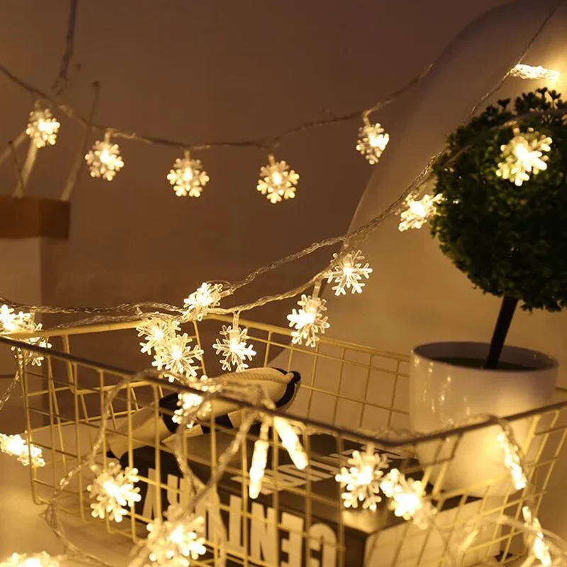 

Christmas Gift String Fairy Lights Snowflake Led Garland Christmas Tree Decoration Christmas Ornament New Year 2022 Navidad