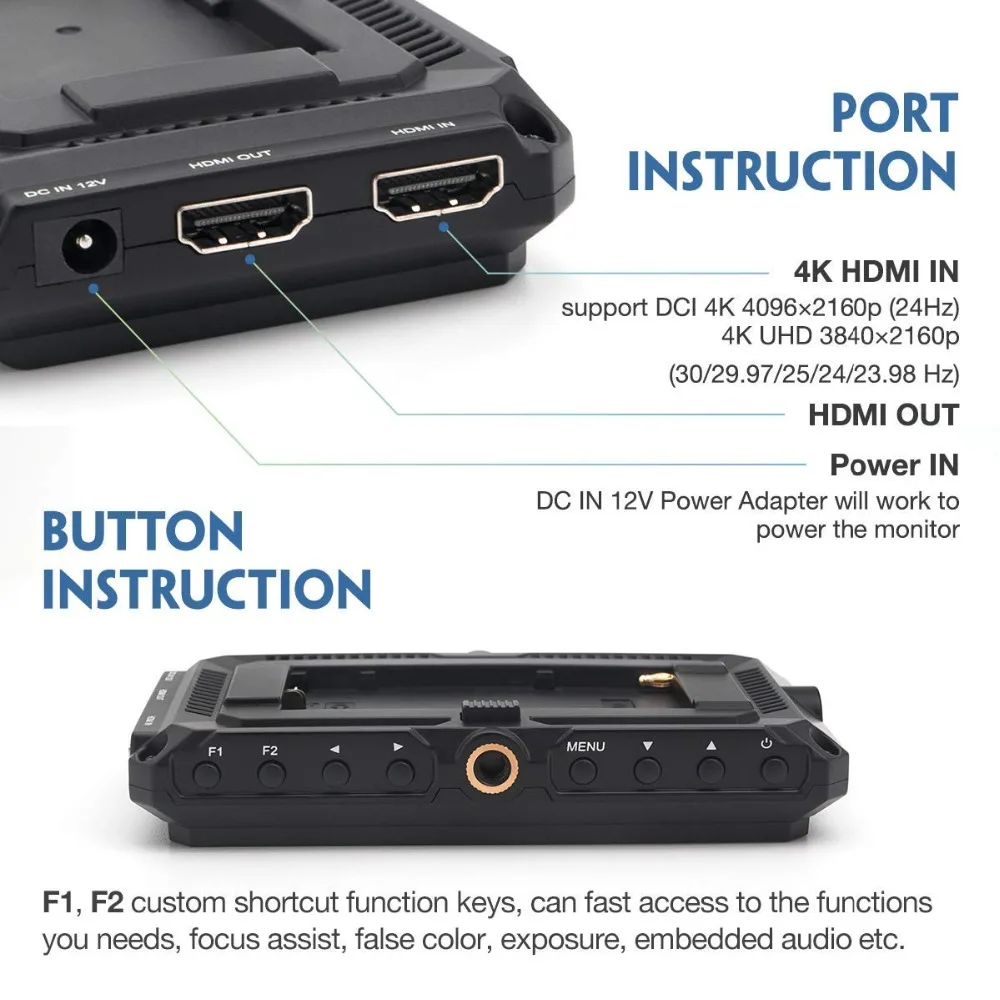 Накамерный монитор FEELWORLD F5 5 дюймов 4K HDMI Full HD 1920x108 0 IPS видео помощник в фокусировке