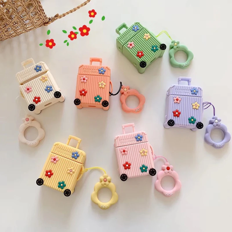 Милый Чемодан наушники чехол для Apple AirPods силиконовый зарядки s защитный