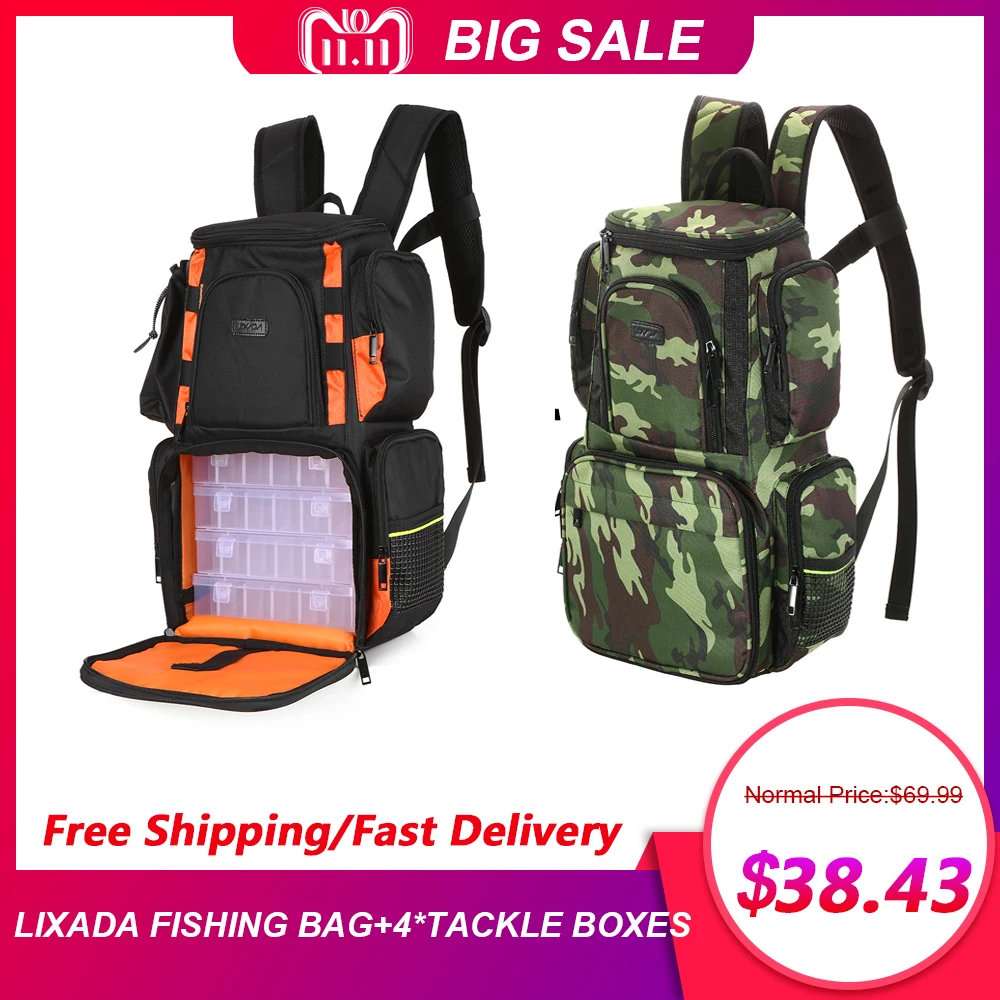 Lixada большая сумка для рыболовных снастей камуфляжная рюкзак хранения приманок