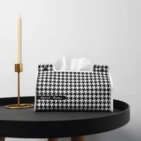classic houndstooth leather tissue box creative pu napkin holder tissue holder wipe case for household