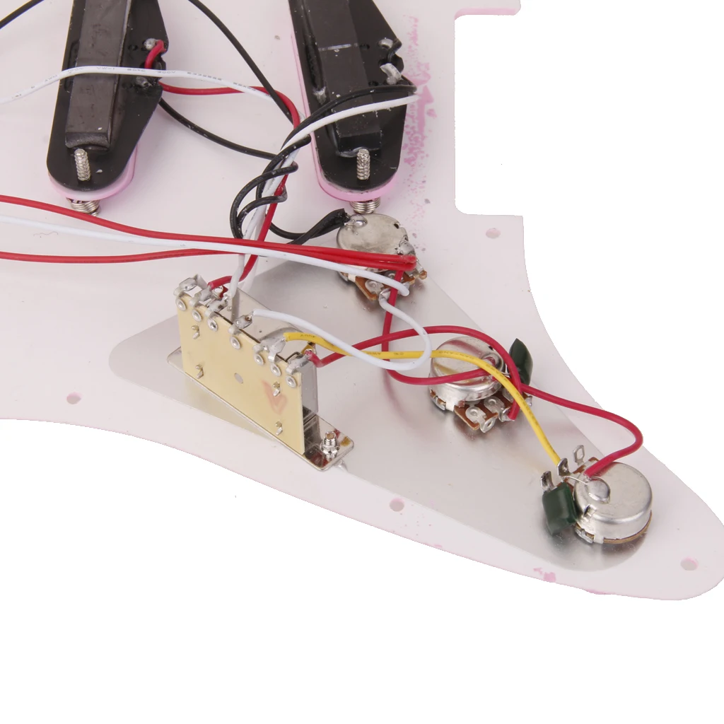 

Pink Electric Guitar Pickguard Assembly Loaded SSS Pickups Knob 5 Way Switch