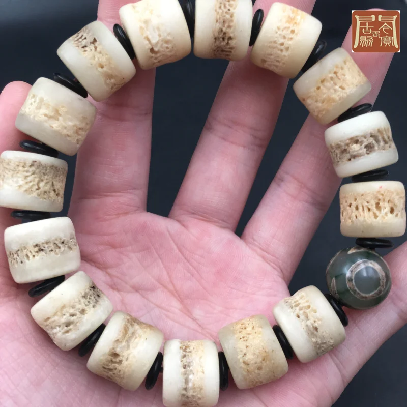 

Натуральная тибетская старая ручная гирлянда из ткани яка, Череп, Габала, одинарная гирлянда Будды, бисер, зернистость