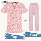 Новинка розовые женские спа Мультяшные скрабы для ветеринара Униформа с единорогом топы высококачественные хлопковые медицинские комбинезоны медицинская униформа для медсестер