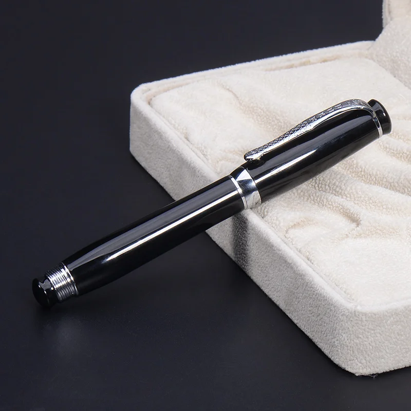 Классическая перьевая ручка Duke Черная Бочка и белый жемчуг сверху идеально