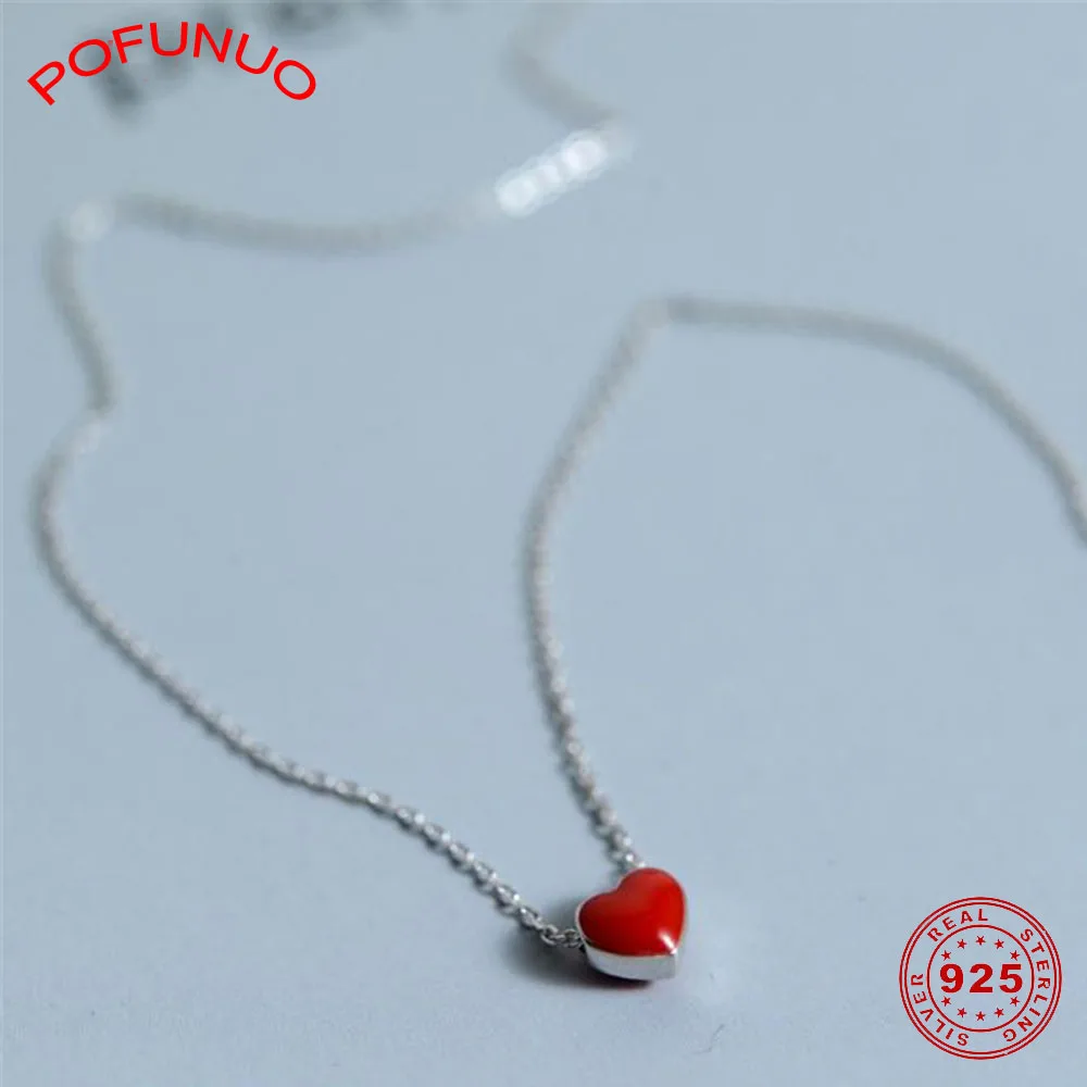 POFUNUO ожерелье из стерлингового серебра 925 пробы для молодых девушек милый кулон в