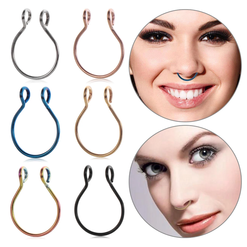 5 шт. Изящные Поддельные кольца для носа из нержавеющей стали перегородки без