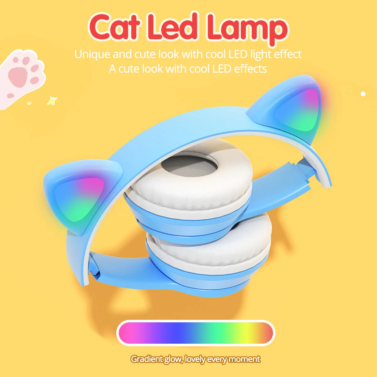 LED Cat Ear Wireless Headphones Bluetooth-compatible Earphone Kids Gift Headset With Mic Noise Cancelling For Online Learning |