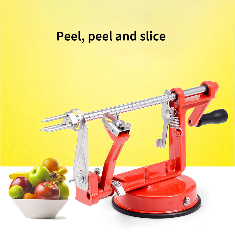 

Slicer Cutter Bar Corer Potato Peeler Steel 3 In 1 Fruit Apple Potato Machine Peeler Slinky Home Hand-Cranked Clipping Fruit