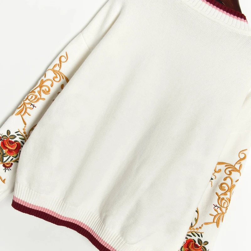 

VERDEJULIAY European Fashion Casual Vintage Sweater Women 2020 Spring New Runway Design Luxury Floral Embroidery Knitting Tops