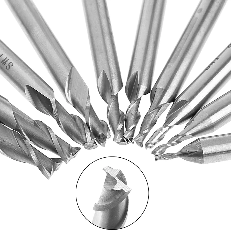 2020 новинка 10 шт./компл. HSS прямой хвостовик 2 Флейта концевая фреза CNC сверло